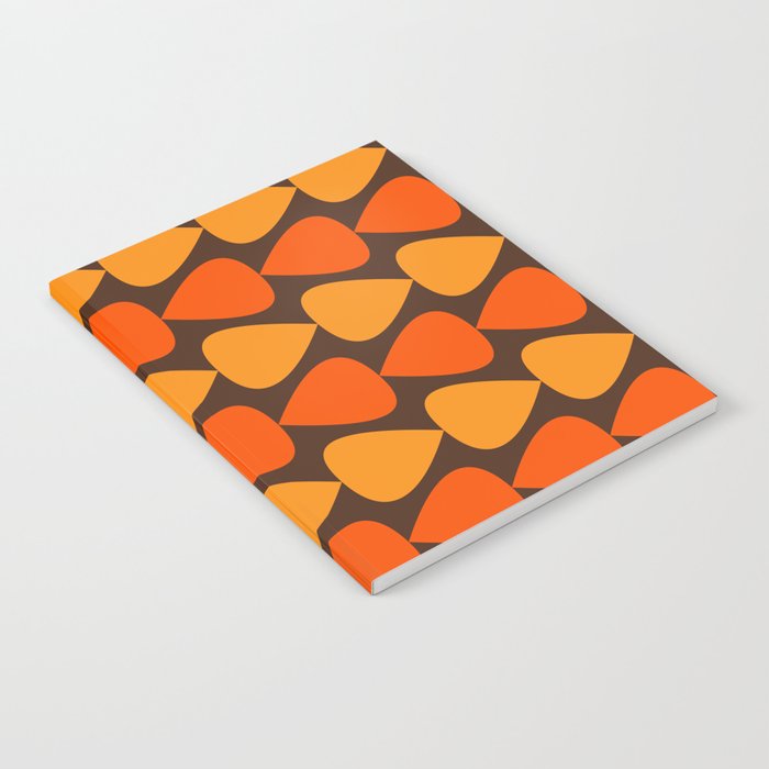 Retro Mid Century Modern Plectrum Stripes Pattern in 70s Brown and Orange Notebook Gallery Image 2