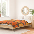 Retro Mid Century Modern Plectrum Stripes Pattern in 70s Brown and Orange Duvet Cover Gallery Image 2