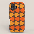 Retro Mid Century Modern Plectrum Stripes Pattern in 70s Brown and Orange iPhone Case Gallery Image 1
