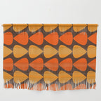Retro Mid Century Modern Plectrum Stripes Pattern in 70s Brown and Orange Wall Hanging Gallery Image 1