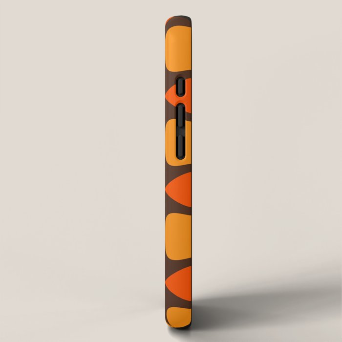 Retro Mid Century Modern Plectrum Stripes Pattern in 70s Brown and Orange iPhone Case Gallery Image 2