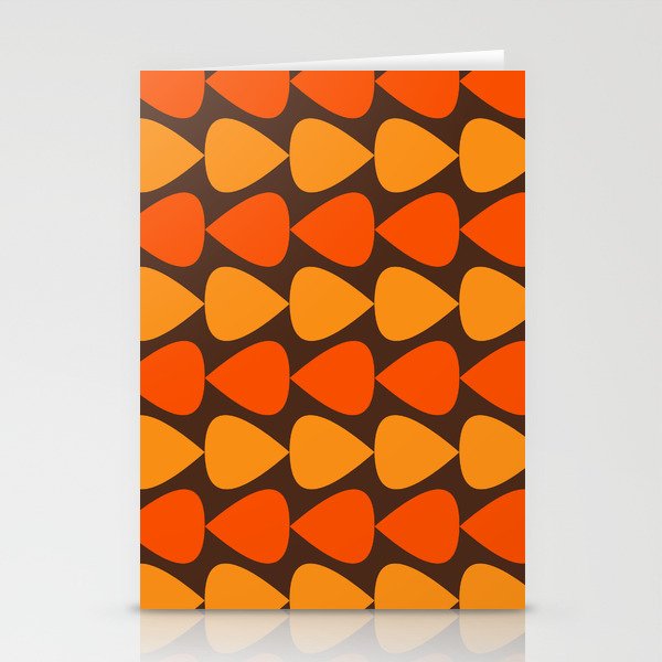 Retro Mid Century Modern Plectrum Stripes Pattern in 70s Brown and Orange Stationery Card Gallery Image 2