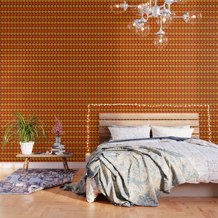Retro Mid Century Modern Plectrum Stripes Pattern in 70s Brown and Orange Wallpaper Gallery Image 3