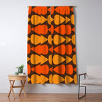 Retro Mid Century Modern Plectrum Stripes Pattern in 70s Brown and Orange Window Curtain Gallery Image 5