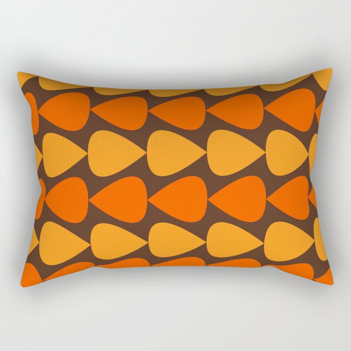 Retro Mid Century Modern Plectrum Stripes Pattern in 70s Brown and Orange Rectangular Pillow Gallery Image 2