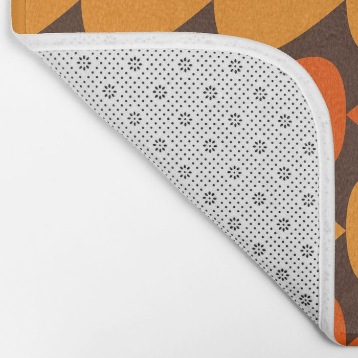 Retro Mid Century Modern Plectrum Stripes Pattern in 70s Brown and Orange Bath Mat Gallery Image 2