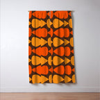 Retro Mid Century Modern Plectrum Stripes Pattern in 70s Brown and Orange Window Curtain Gallery Image 3