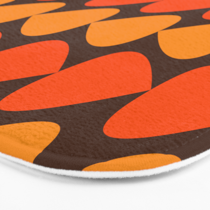 Retro Mid Century Modern Plectrum Stripes Pattern in 70s Brown and Orange Bath Mat Gallery Image 3