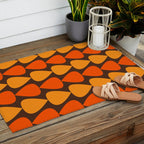 Retro Mid Century Modern Plectrum Stripes Pattern in 70s Brown and Orange Outdoor Rug Gallery Image 2