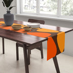 Retro Mid Century Modern Plectrum Stripes Pattern in 70s Brown and Orange Table Runner Gallery Image 2
