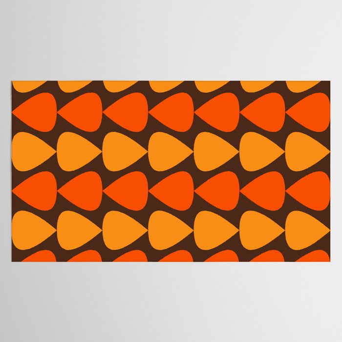 Retro Mid Century Modern Plectrum Stripes Pattern in 70s Brown and Orange Tablecloth Gallery Image 2