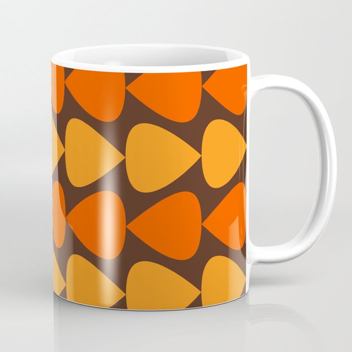 Retro Mid Century Modern Plectrum Stripes Pattern in 70s Brown and Orange Coffee Mug Gallery Image 1