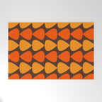Retro Mid Century Modern Plectrum Stripes Pattern in 70s Brown and Orange Welcome Mat Gallery Image 1