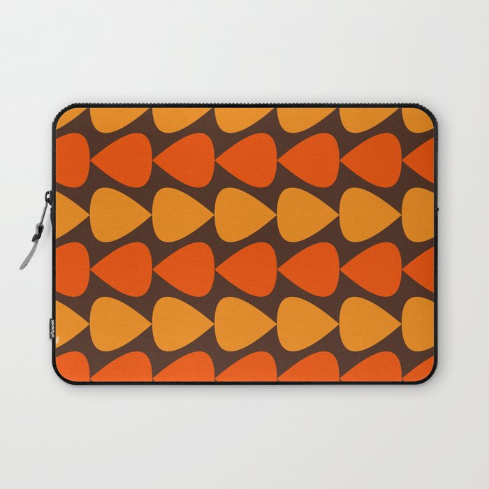 Retro Mid Century Modern Plectrum Stripes Pattern in 70s Brown and Orange Laptop Sleeve Gallery Image 1