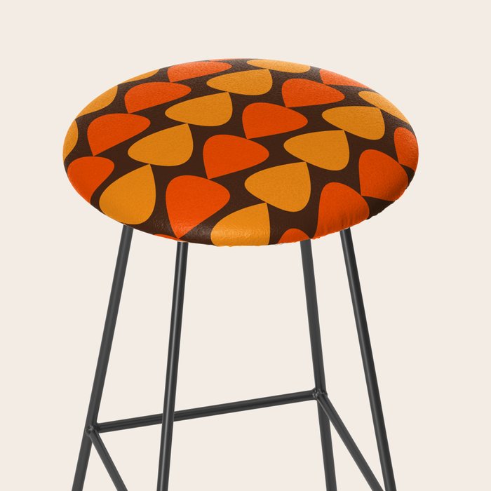Retro Mid Century Modern Plectrum Stripes Pattern in 70s Brown and Orange Stool Gallery Image 2