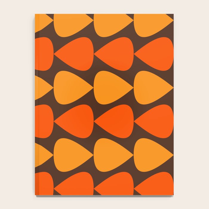 Retro Mid Century Modern Plectrum Stripes Pattern in 70s Brown and Orange Notebook Gallery Image 4