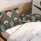 Art Deco Bats Teal, Gold, Pink Pillow Sham Gallery Image 2