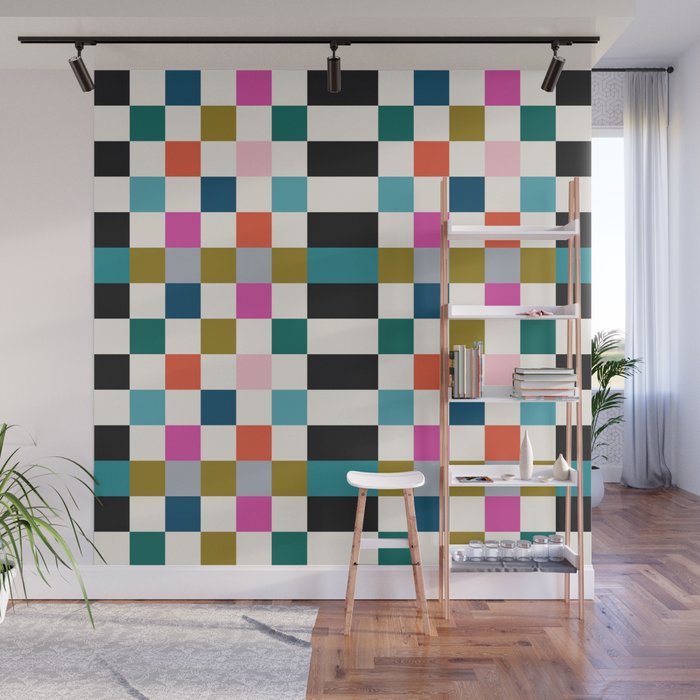 Colorful Checkerboard Wall Mural Gallery Image 1