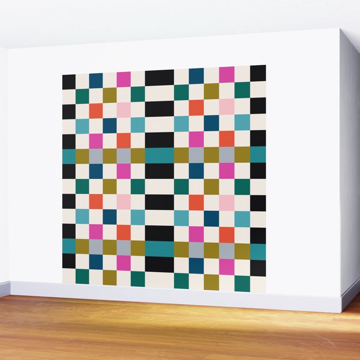 Colorful Checkerboard Wall Mural Gallery Image 2