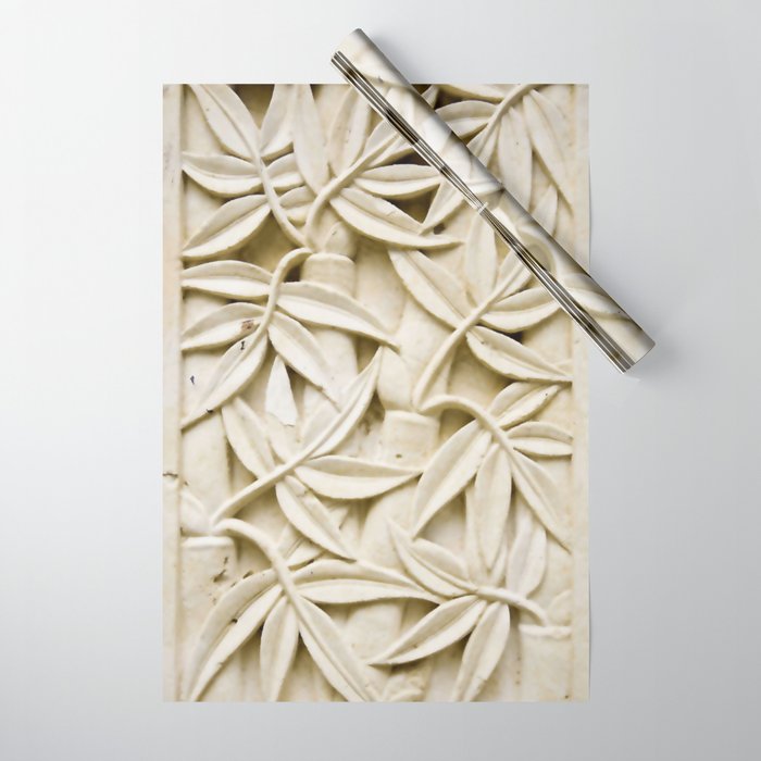 Ivory Leaves Vintage Floral Pattern Wrapping Paper Gallery Image 1