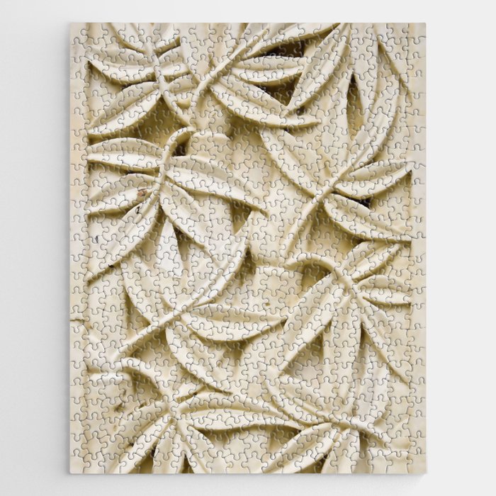 Ivory Leaves Vintage Floral Pattern Jigsaw Puzzle Gallery Image 1