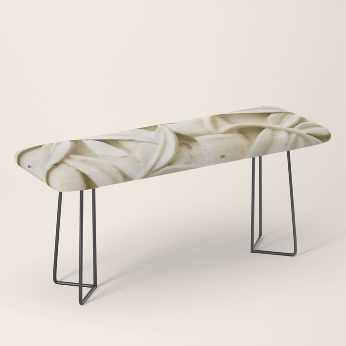 Ivory Leaves Vintage Floral Pattern Bench