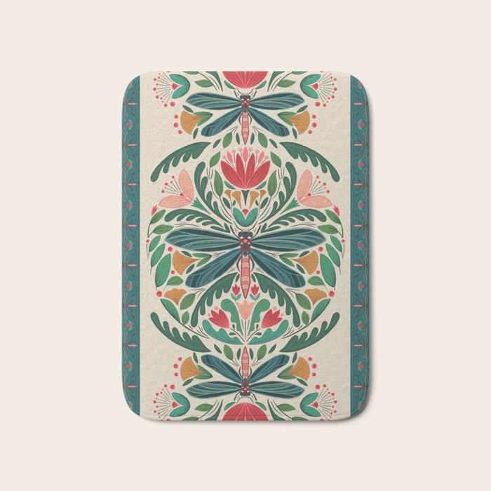 Dragonfly Folk Design Bath Mat Gallery Image 1