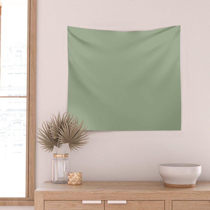 Minimal, Solid Color, Light Sage Green  Wall Tapestry Gallery Image 2