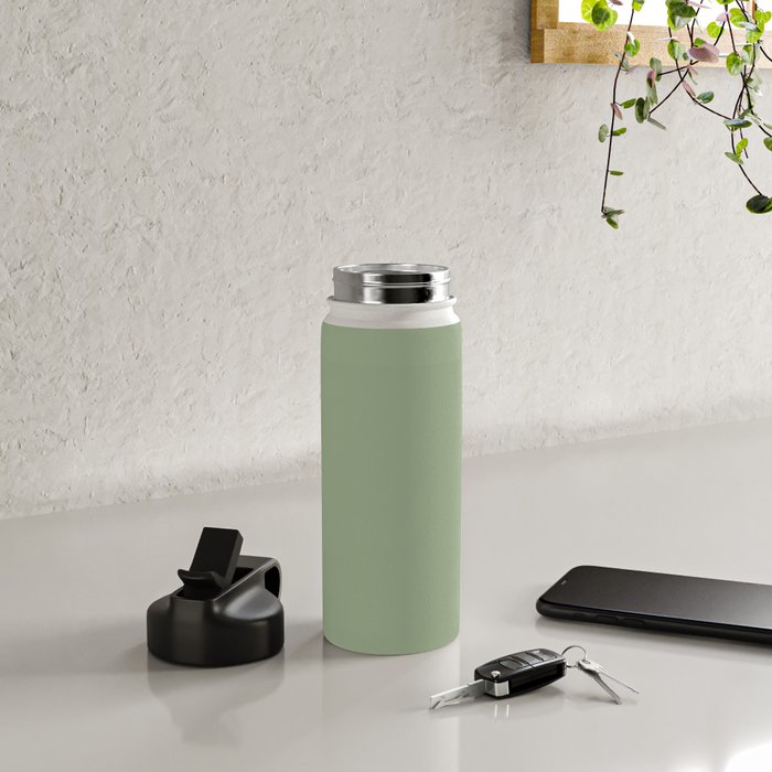 Minimal, Solid Color, Light Sage Green  Water Bottle Gallery Image 4