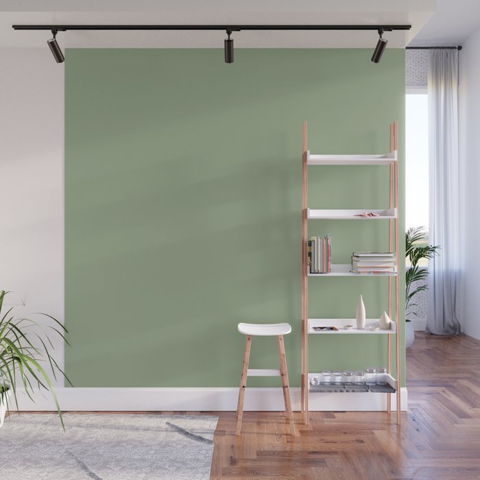 Minimal, Solid Color, Light Sage Green  Wall Mural Gallery Image 1