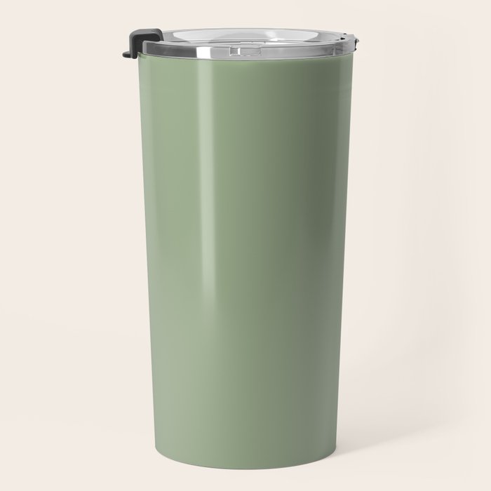 Minimal, Solid Color, Light Sage Green  Travel Mug Gallery Image 3