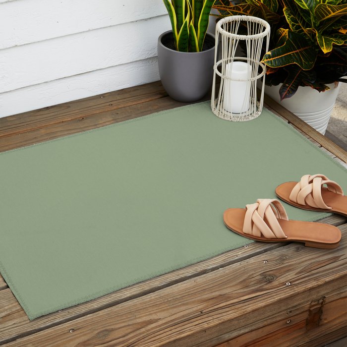 Minimal, Solid Color, Light Sage Green  Outdoor Rug Gallery Image 2