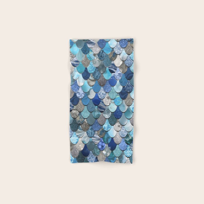 Mermaid Ocean Blue Pattern Bath Towel Gallery Image 1