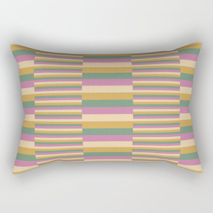 Mixed Stripes Pattern XIII Tropical Summer Rectangular Pillow Gallery Image 2