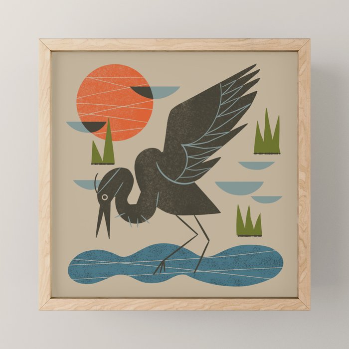 Happy Heron Mini Art Print Gallery Image 1