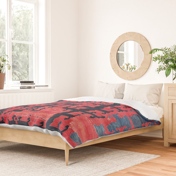 Yüncü  Antique Turkish Balikesir Kilim Rug Print Duvet Cover Gallery Image 2