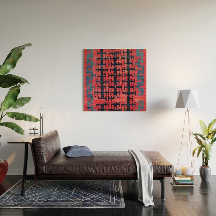 Yüncü  Antique Turkish Balikesir Kilim Rug Print Wood Wall Art Gallery Image 2