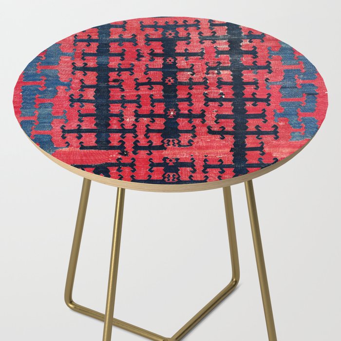 Yüncü  Antique Turkish Balikesir Kilim Rug Print Side Table Gallery Image 2