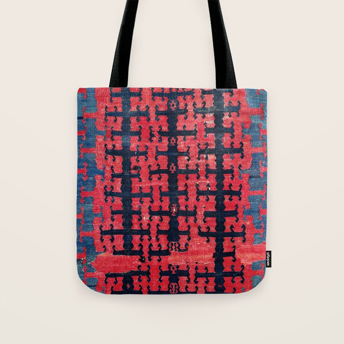 Yüncü  Antique Turkish Balikesir Kilim Rug Print Tote Bag Gallery Image 1