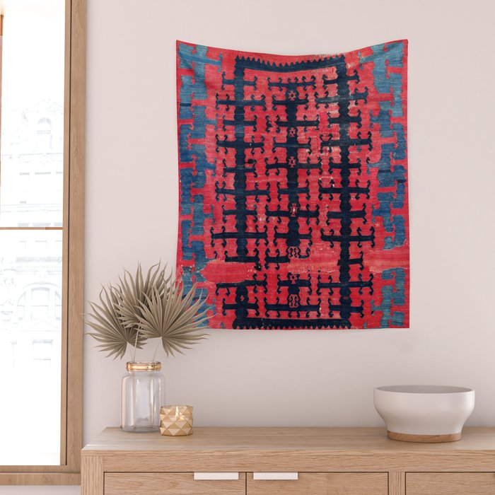 Yüncü  Antique Turkish Balikesir Kilim Rug Print Wall Tapestry Gallery Image 2