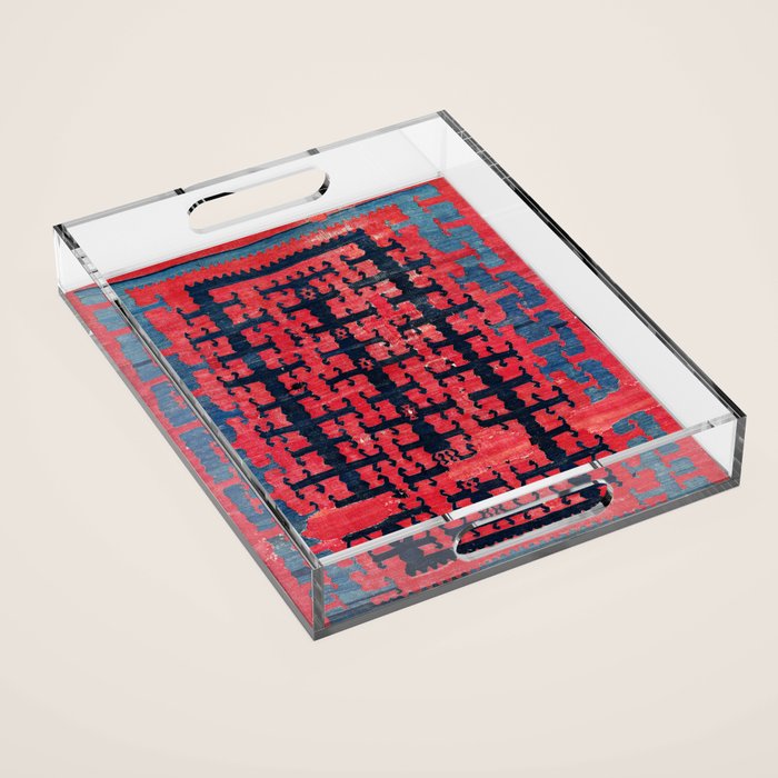 Yüncü  Antique Turkish Balikesir Kilim Rug Print Acrylic Tray Gallery Image 1