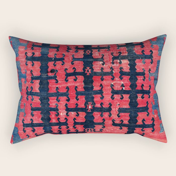 Yüncü  Antique Turkish Balikesir Kilim Rug Print Rectangular Pillow Gallery Image 2