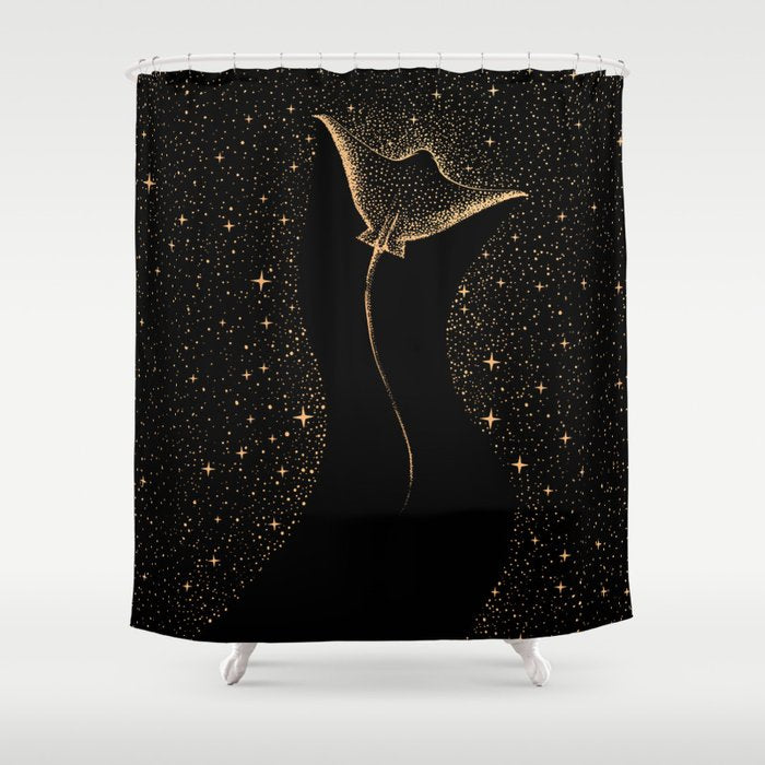 Star Collector Dark GOLD Version Shower Curtain Gallery Image 1