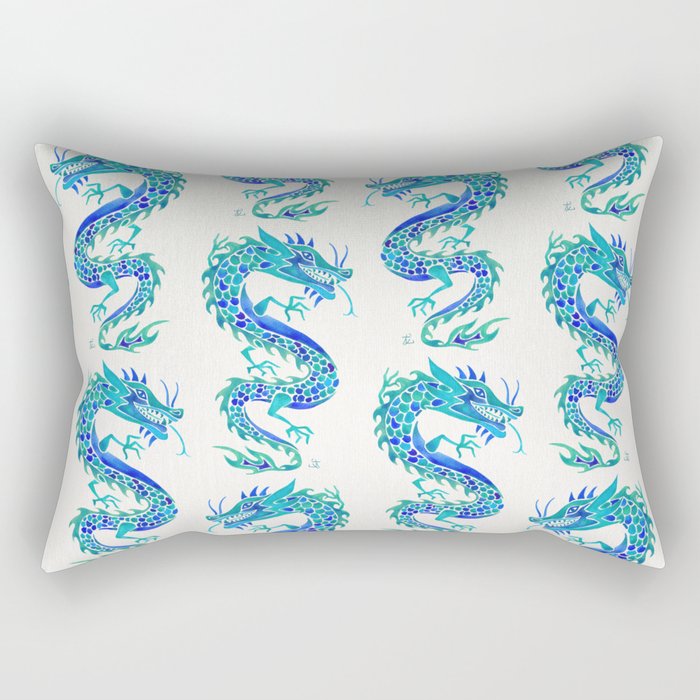Chinese Dragon - Blue Palette Rectangular Pillow Gallery Image 2