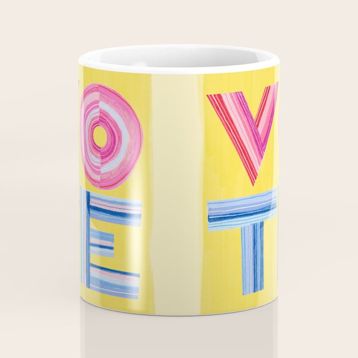 Vote Hand Lettering on Yellow Watercolor Background Coffee Mug Gallery Image 4