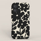 Black and White Retro Groovy Flowers  iPhone Case Gallery Image 1
