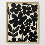 Black and White Retro Groovy Flowers  Serving Tray Gallery Image 1