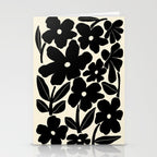 Black and White Retro Groovy Flowers  Stationery Card Gallery Image 2