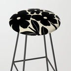Black and White Retro Groovy Flowers  Stool Gallery Image 2