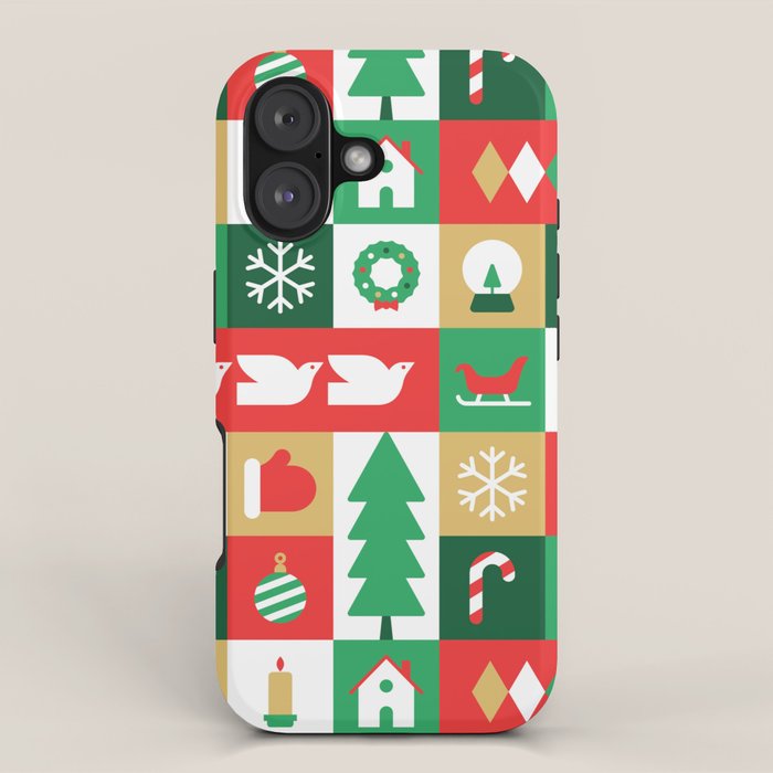 Christmas geometric mosaic art pattern iPhone Case Gallery Image 1